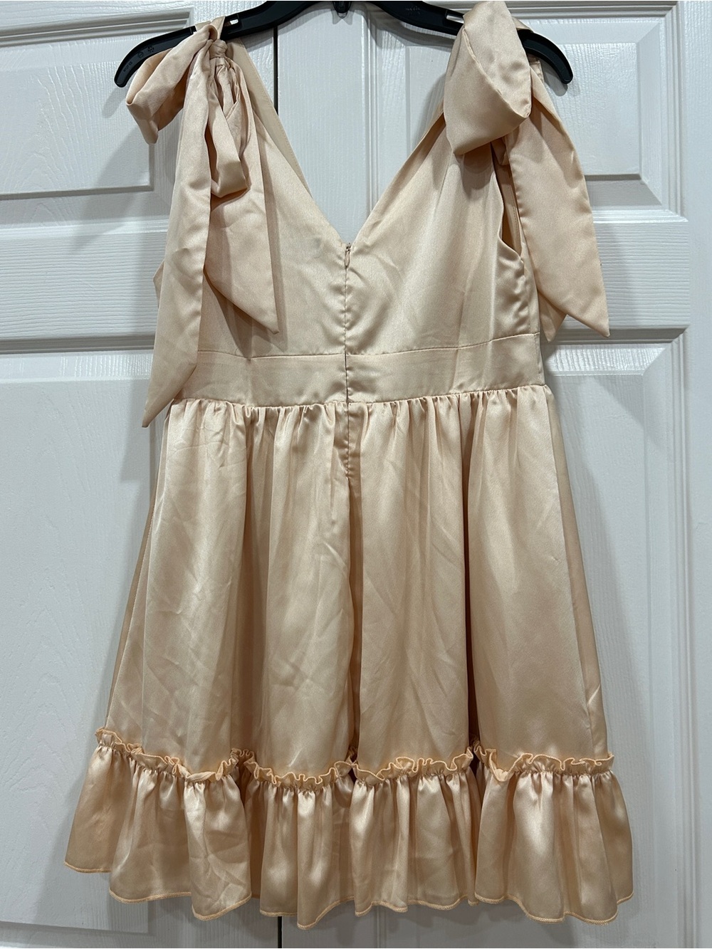 The Vintage Shop Satin V-Neck Tie-Shoulder Dress in Champagne - Picture 2 of 4